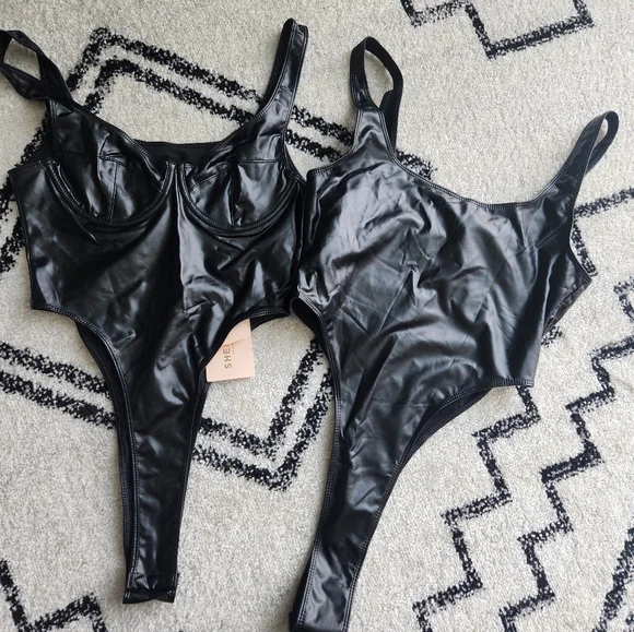 SHEIN Glossy Black Top - Picture 4 of 8